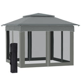 HAOYYE 11ft x 11ft Pop Up Canopy Tent Outdoor Patio Gazebo Shelter with Zippered Mesh Sidewalls Double Roof Vents Carry Bag for Garden Backyard Events